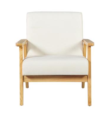 China Traditional Simple Nordic Wood Accent Chair Armrest White Accent Chair for sale