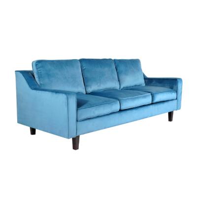 China Modern blue velvet home tufted sofas 3 seater sofa for sale