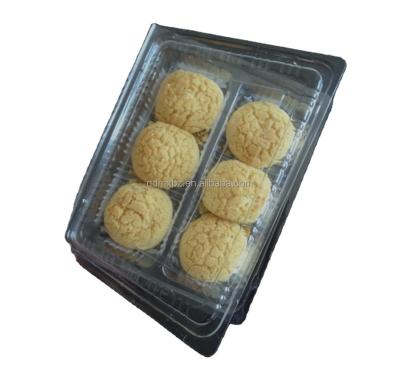 China Disposable productions for plastic box PET transparent bread clamshell cake pocket bread tray for sale