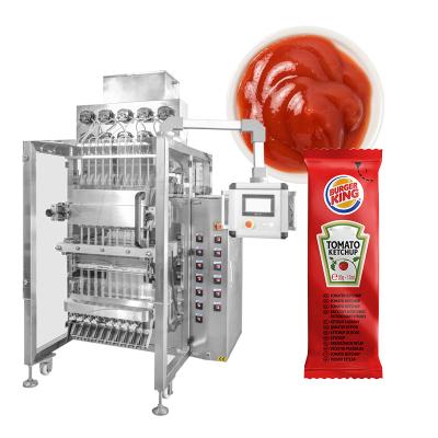 China Fully automatic 4 lane 6 lane fill and weighing with liquid pump stick pack machine ketchup tomato sauce pouch packing machine for sale