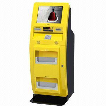 China Indoor floor standing barcode scanner ticket printer cash payment and withdraw touch screen payment terminal for sale