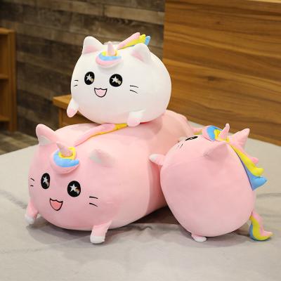 China Eco-friendly Material 2023 Stuffed Animal Kids Squishy Plump Toys Elastic Caticorn Unicorn Plushies Throwing Pillow Kid Soft Plush Cushion Toys for sale