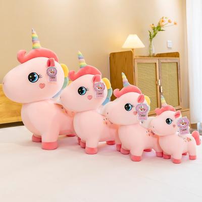 China Eco-friendly Material 2023 Stuffed Animal Kids Toys Elastic Unicorn Plushies Cushion Throwing Pillow Kid Unicorn Soft Plush Toys Gift For Children for sale