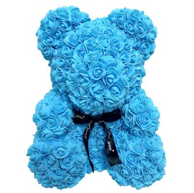 China Cushion Wholesale 25cm Christmas Valentine's Day Gift Rose Bear Gift Flower Teddy Bear with Rose Realistic Rose Bear Gift For Lover for sale