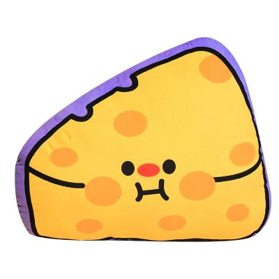 China Eco-friendly Material 3D Digital Printed Food Stuffed Kid Toy Cheese Rice Bread Egg Pattern Soft Throwing Pillow Plush Sofa Cushion for sale