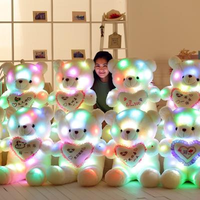 China Cushion OEM Custom LED Colorful Glowing Lovely Stuffed Animal Plush Big Teddy Bear Toys Kids Christmas New Year Gift Plush Kid Toy for sale