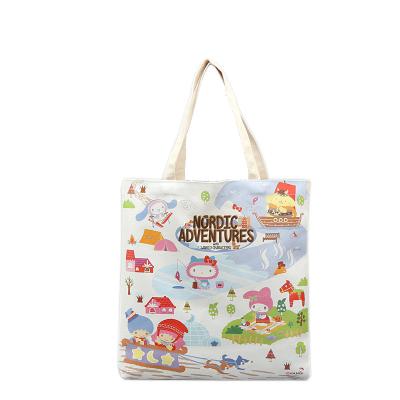 China Full Color Printing Women White Canvas Bag All Over Printing Canvas Shopping Bag for sale