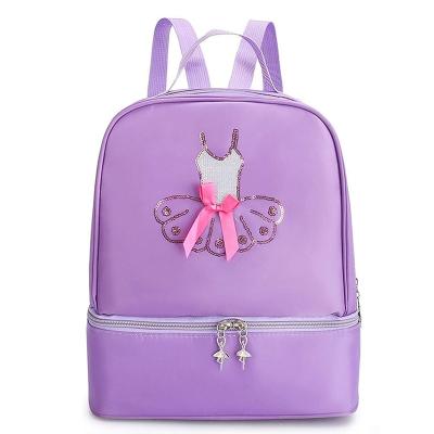 China Waterproof Ballet Girl Pinkl Dance Competition Backpack Bag With Shoe Compartment for sale