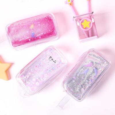 China Custom Small Cartoon PVC Waterproof Transparent Cool Wash Travel Cosmetic Pen Bag for sale