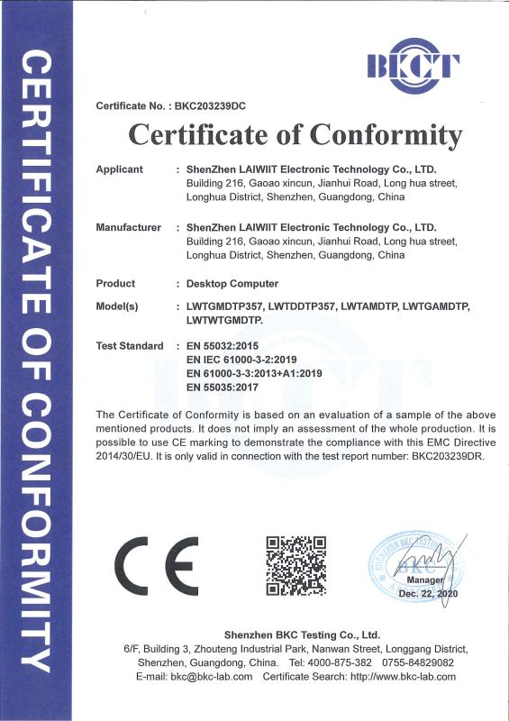 CE - Shenzhen Laiwiit Electronic Technology Co., Ltd.