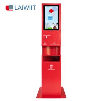 China Advertising Display LAIWIIT 21.5inch LCD Temperature Measurement Terminal And Hand Sanitizer Dispenser for sale