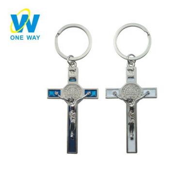 China Souvenir Gifts Promotion 3D Jesus Keychain Souvenir Cross Custom Metal Key Chain for sale