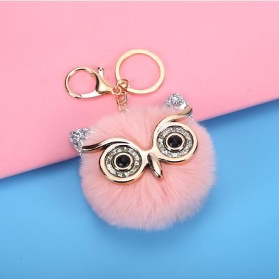 China Rabbit Heart Shaped Fluffy Fur Balls Fasion Furball Plush Pom Pom Keychain Pom Pom Keychain for sale