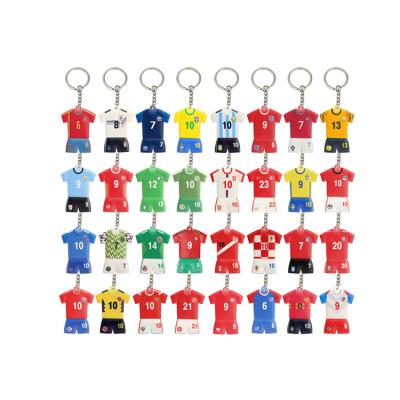 China New Design Custom 2D PVC Soccer One Way Rubber Jersey Rubber Shape Zhongshan Key Chain for sale