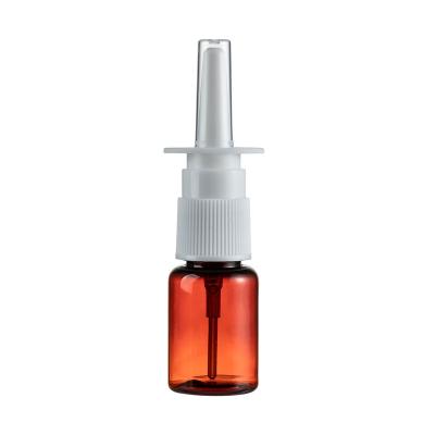 China Non-Refillable 10 ml PET plastic flat shoulder nasal mist spray bottles for sale