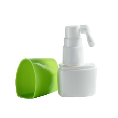 China Non Spill Big Green Cap Flat Shaped Medical Long Nose Plastic Throat Sprayer for sale