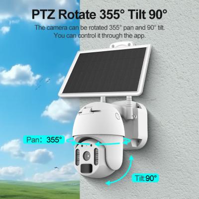 Cina Fotocamera CCTV esterna a doppio obiettivo Wifi 8W 360 gradi Low Power PTZ Camera solare in vendita