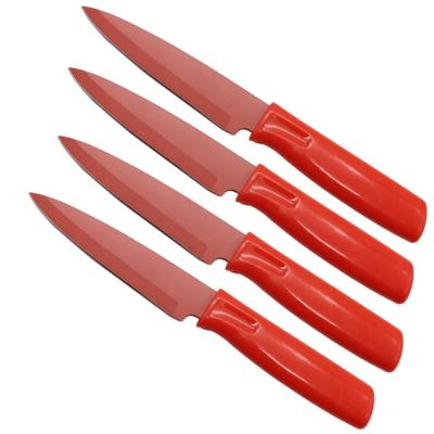 China Viable Red Blade Paring Knife Stainless Steel Red PP Handle Logo Customized Color Customized 3.5 Inch Fruit Knife Paring Knife for sale