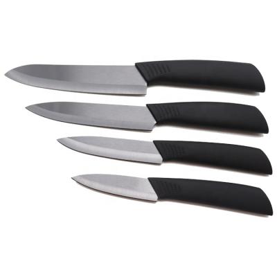 China High Quality Kitchen Use Kitchen Knives Customized Logo Black Blade PP With TPR Handle 4 Piece Ceramic Knife Set With Cover for sale