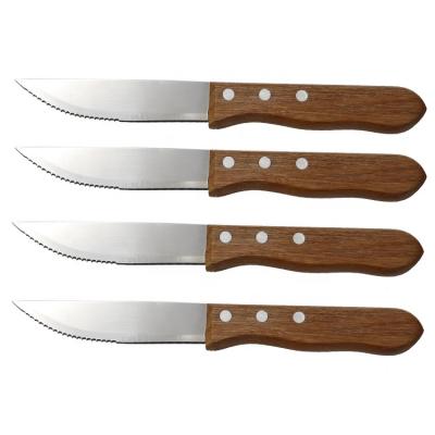 China Viable Supplier High Quality Stainless Steel 3CR13 Knife 4.7 Inch Blade Wood Handle 4 Piece Kitchen Steak Knife Set for sale