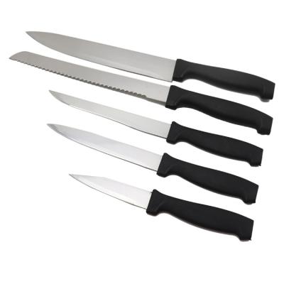 China Viable 5pc Knife Set Bread Knife Chef Knife Paring Knife Kitchen Tool Kit Stainless Steel Kitchen Knife Set PP Handle for sale