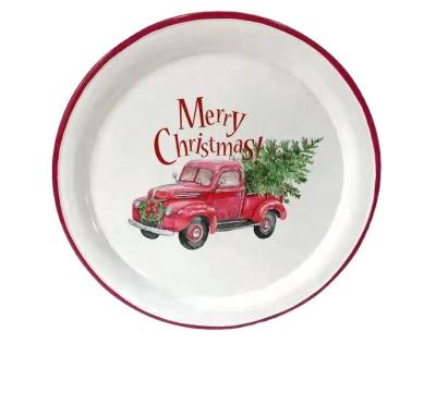 China Merry Christmas enamel dishes dishl beauty design illustration LOGO quality guarantee quality guarantee disposable green tree Merry Christmas enamel dishes customized gift for sale