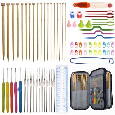 China Convenient set of crochet hook and knitting needle made of bamboo in bag for knitting for sale