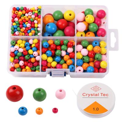 China 1105pcs Safe Mixed Colored Wooden Bead Set Natural Wooden Bead For DIY Jewelry Making Wooden Beads for sale