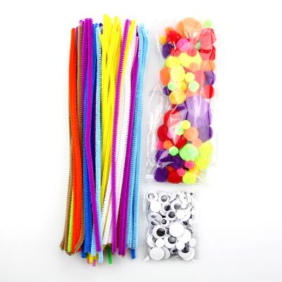 China Educational Knitting Handmade Material Pom Pom Combination Suit Children's DIY Toy Set Twist Bar Plush for sale