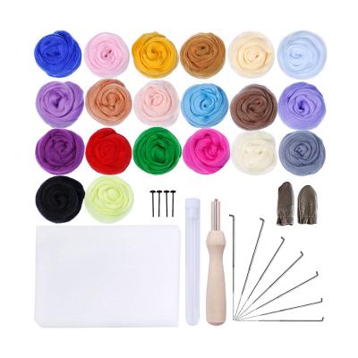 China Improve Handmade Felting Kit Tools For Starter Child's Capacity 20 DIY Hand Colors Needle Kits for sale