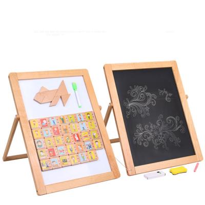 China Toy Wooden Educational Magnetic Children Drawing Board Small Vertical Double-Sided Blackboard for sale