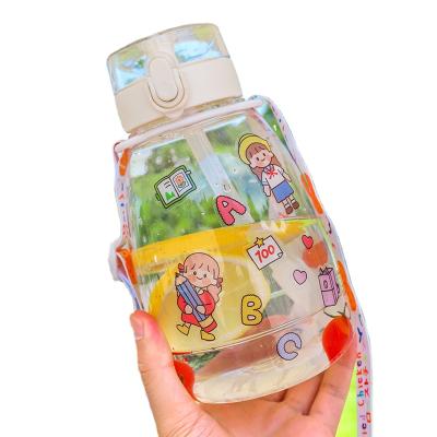 China Huge Capacity Portable Sports Kettle Viable And High Face Value Cute Net Red Cup Belly Cup Statistical Cartoon Sticker Straw Cup for sale