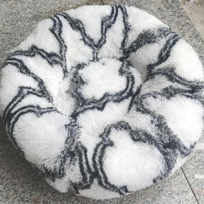 China New Latest Stocked Textures Listing Slepping Plush Keep Donut Pet Bed Warm Comfy Dog Cat Wholesale for sale