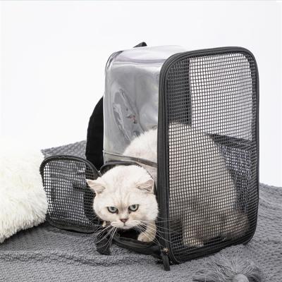 China Portable Transparent Pet Backpack Space Breathable Foldable Cat Bag for sale