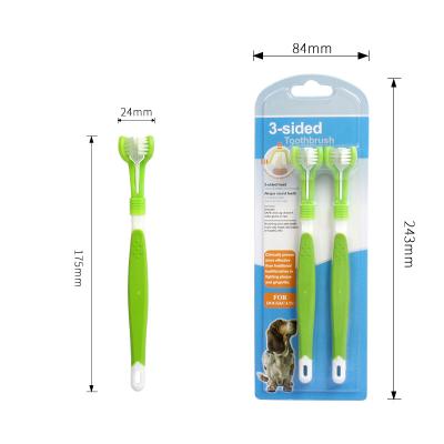 China Sustainable 2 Pcs / 3d Cleansing Set Double Three Sided New Arrivals Soft Dog Fingerbrush Toothbrush Pet Toothbrush for sale