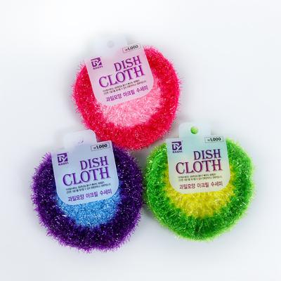 China New High Efficient Polyester Dishcloth Hand Towel Cleaning Hook Towel Beautiful Peach Heart Sustainable Fruit Oil Non-stick for sale