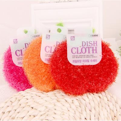 China New High Efficient Acrylic Red Viable Hand Polyester Dishcloth Cleaning Dishwashing Apple Hooked Towel for sale