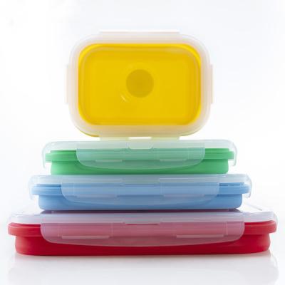 China Disposable 3pcs/set Silicone Folding Lunch Box Cool-keeping Boxes Three Piece Outdoor Travel Lunch Box for sale