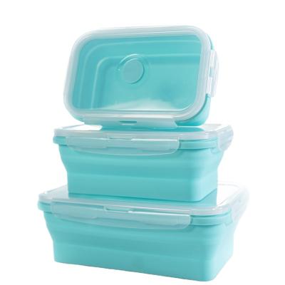 China BIG Silicone 3pcs/set Disposable Folding Lunch Box Fresh-keeping Boxes for sale