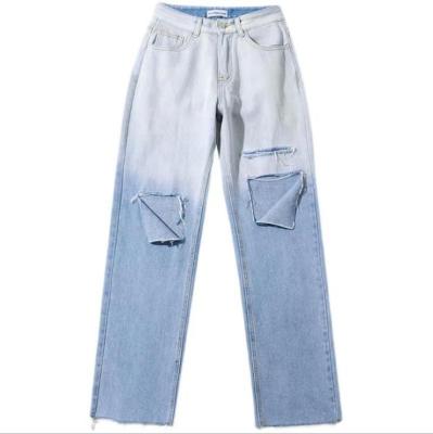 China Cultivate Its Morality 2021 Ripped Jeans Women's High Waist Loose Leg Retro Wide Leg Pants Flare Pants for sale