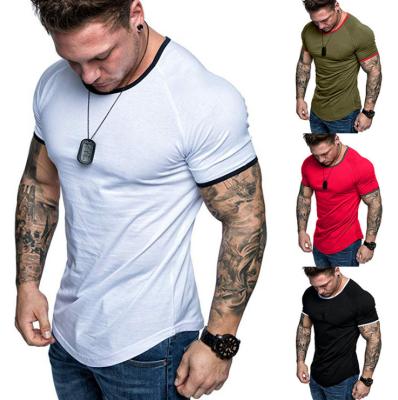 China 2021 summer men's wholesale new foreign trade fashion men's casual short-sleeved T-shirt multi-color European size T-shirt men's anti-pilling for sale