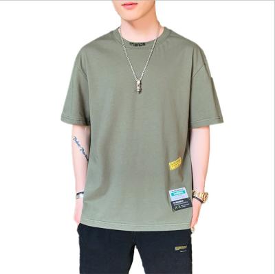 China 2021 summer casual fashion trend anti-pilling men's loose tops men's organic cotton short-sleeved T-shirt 100% cotton for sale