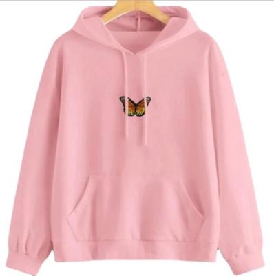 China 2021 New Autumn Embroidered Butterfly Hoodie Loose And Breathable Long Sleeve for sale