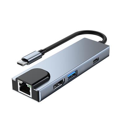 China ABS+aluminum alloy 6 in 1 multifunctional macbook pro PC USB docking station for laptop home office charging for sale