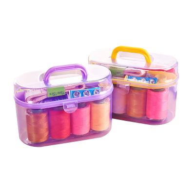 China Plastic+Stainless Steel+Cotton Yarn Household Sewing Kit With Plastic Box Accessories Sewing Bag for sale