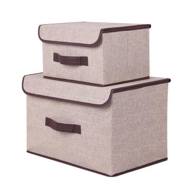 China Minimalist fashion spun non-woven fabric canvas storage box folding two-piece storage box for sale