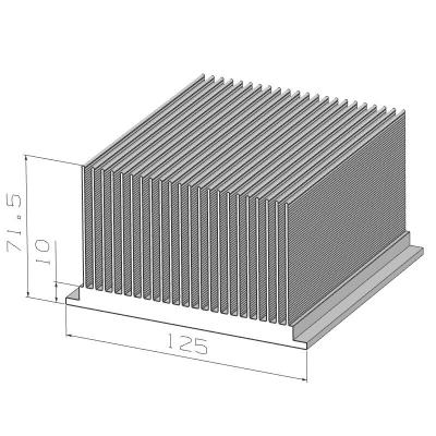 China Flexible Radiator Cut Length Extruded High Fin Radiator 125(W)*71.5(H)mm for sale