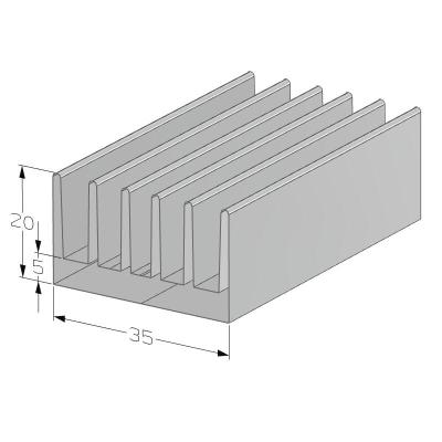 China Aluminum Alloy Cutting Length Flexible LED Chip Heatsink 35(W)*20(H)mm for sale