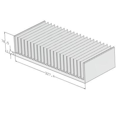 China Radiator Heatsink Extrusion 327.4(W)*76(H)mm, Flexible Cutting Length for sale