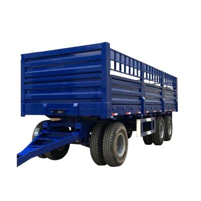 China 2018 Low Price China Tri Axle Truck Trailer 20 Ton 30 Ton Full Drawbar Flatbed Trailer For Ethiopia for sale